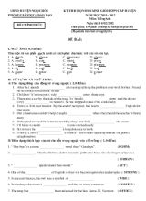 Kỳ thi chọn học sinh giỏi lớp 9 cấp huyện năm học 2011 - 2012 môn Tiếng Anh